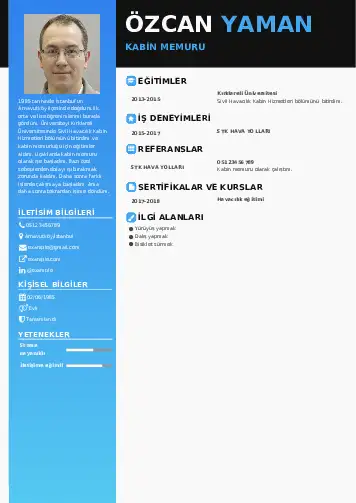 Hostes CV Örnekleri cv indir